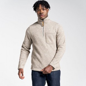 Chandails En Molleton Craghoppers Barona Half Zip Homme Beige | GJLE35640