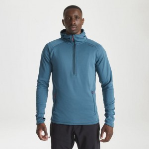 Chandails En Molleton Craghoppers Dynamic Encapuchonné Half Zip D'hiver Homme Bleu | DUZJ94382