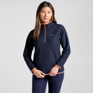 Chandails En Molleton Craghoppers Milia Half Zip Femme Bleu Marine | LEFO38295