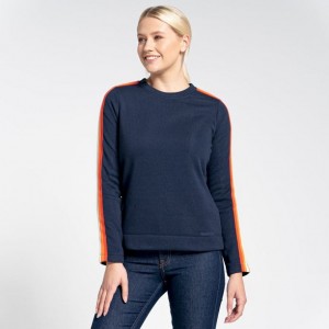 Chandails En Molleton Craghoppers Pinalla Crew Neck Femme Bleu Marine | EFKR42657