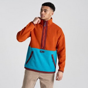 Chandails En Molleton Craghoppers Spindle Half Zip Homme Orange Turquoise | ADZI28654