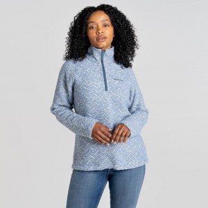 Chandails En Molleton Craghoppers Talladale Half Zip Femme Bleu | TIZG87546