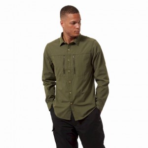 Chemises Craghoppers Kiwi Boulder Long Sleeve Homme Vert Olive | KZPB25841