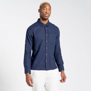 Chemises Craghoppers Nosibotanical Lagarto Long Sleeve Homme Bleu Marine | YWPL50378