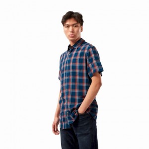 Chemises Craghoppers Rafie Corta Sleeve Check Homme Bleu Marine | SABM51063