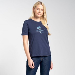 T Shirts Craghoppers Ally Corta Sleeve Femme Bleu Marine | ECKF64105