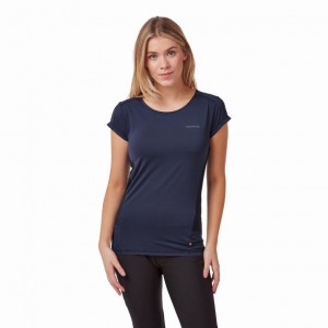 T Shirts Craghoppers Atmos Corta Sleeve Femme Bleu Marine | UYDI61047