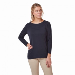 T Shirts Craghoppers Blanca 3/4 Sleeved Femme Bleu Marine | ITSQ28567