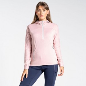 T Shirts Craghoppers Dynamic Encapuchonné Half Zip Femme Rose | FOYH81643