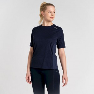 T Shirts Craghoppers Dynamic Pro Corta Sleeve Femme Bleu Marine | KQFC47651