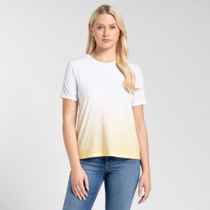 T Shirts Craghoppers Ilyse Corta Sleeve Femme Blanche Jaune | KWAU35802