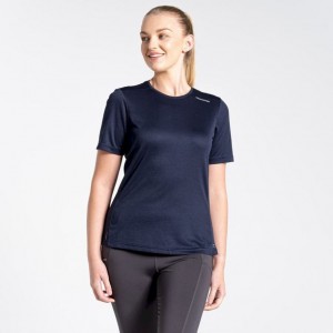 T Shirts Craghoppers NosiLife Candella Corta Sleeve Femme Bleu Marine | DZVB21547