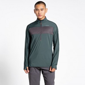 T Shirts Craghoppers NosiLife Valens Half Zip Homme Vert | AZPC23841