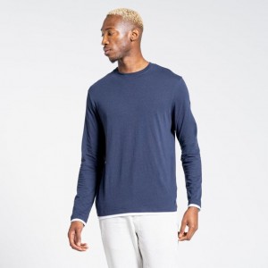 T Shirts Craghoppers Nosibotanical Coulter Long Sleeve Homme Bleu Marine | GALI67509