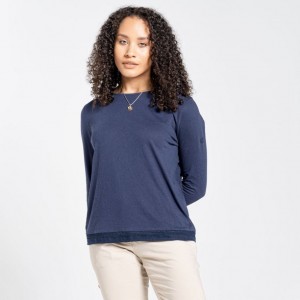 T Shirts Craghoppers Nosibotanical Magnolia Long Sleeve Femme Bleu Marine | JUED95264