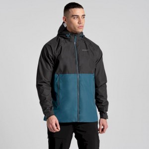 Veste À Capuche Craghoppers Sebastian Homme Noir Turquoise | PFXJ16748