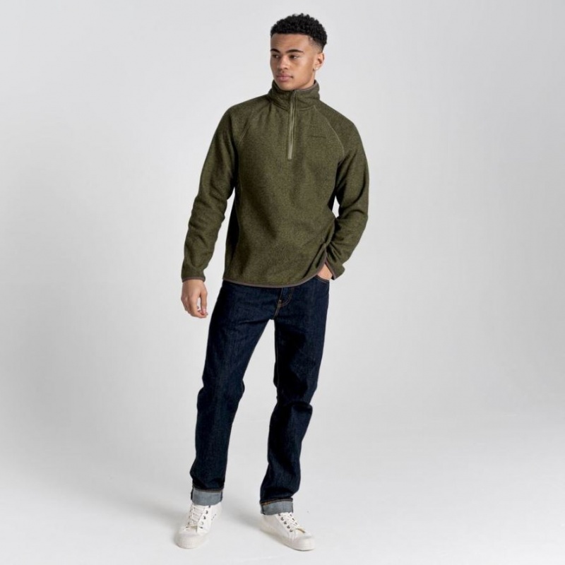 Chandails En Molleton Craghoppers Durrus Half Zip Homme Vert Olive | KBMA98547