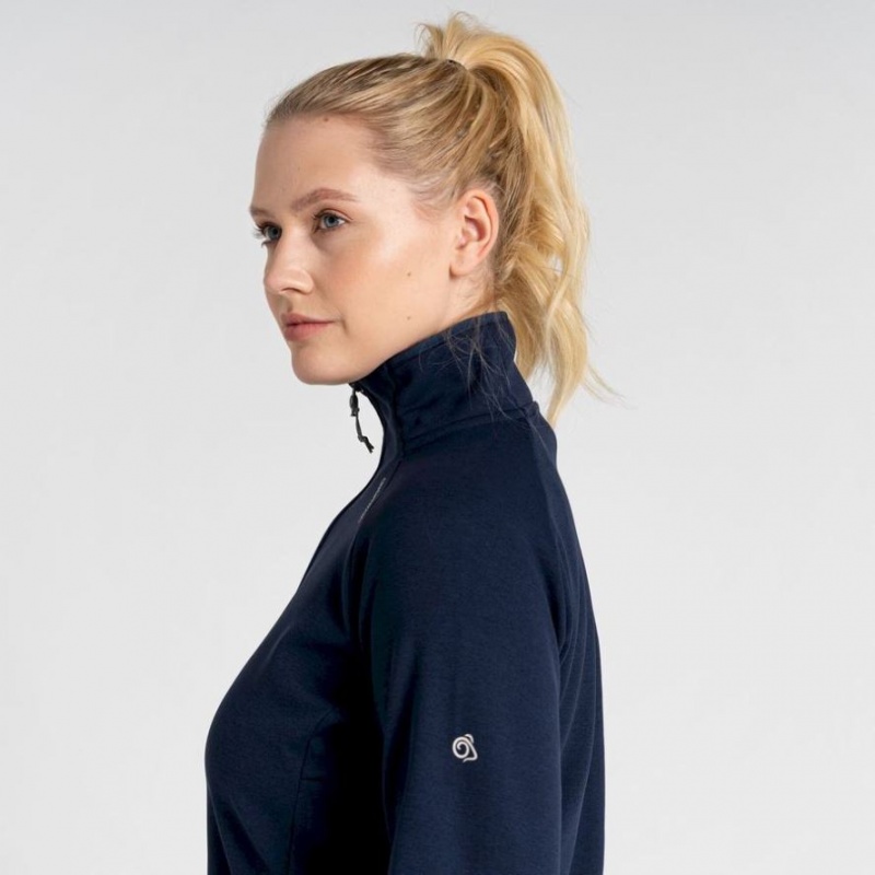 Chandails En Molleton Craghoppers Dynamic Pro Half Zip Femme Bleu Marine | CPNK32409