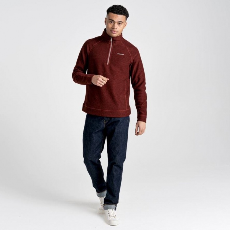 Chandails En Molleton Craghoppers Elton Half Zip Homme Bordeaux | UJIT86541