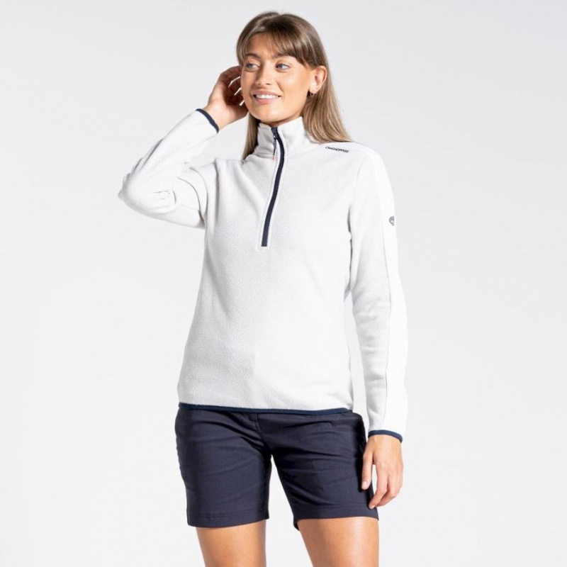 Chandails En Molleton Craghoppers Minerva Half Zip Femme Blanche | EDHU76093