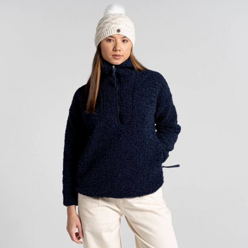 Chandails En Molleton Craghoppers Orlena Half Zip Femme Bleu Marine | LMHB46239