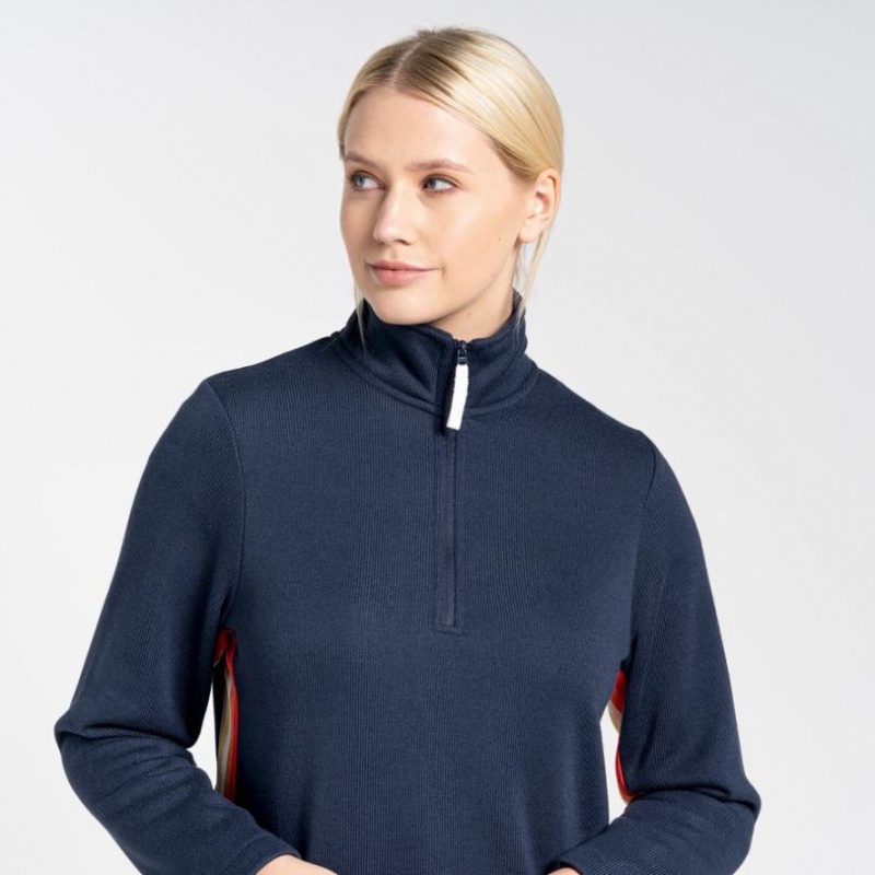 Chandails En Molleton Craghoppers Pinalla Half Zip Femme Bleu Marine | PDAM36715