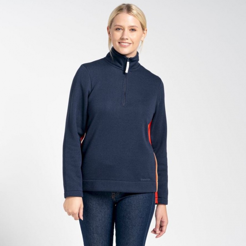 Chandails En Molleton Craghoppers Pinalla Half Zip Femme Bleu Marine | PDAM36715