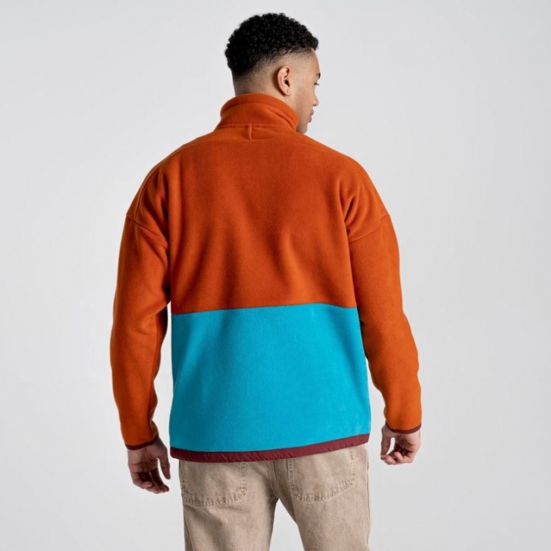 Chandails En Molleton Craghoppers Spindle Half Zip Homme Orange Turquoise | ADZI28654