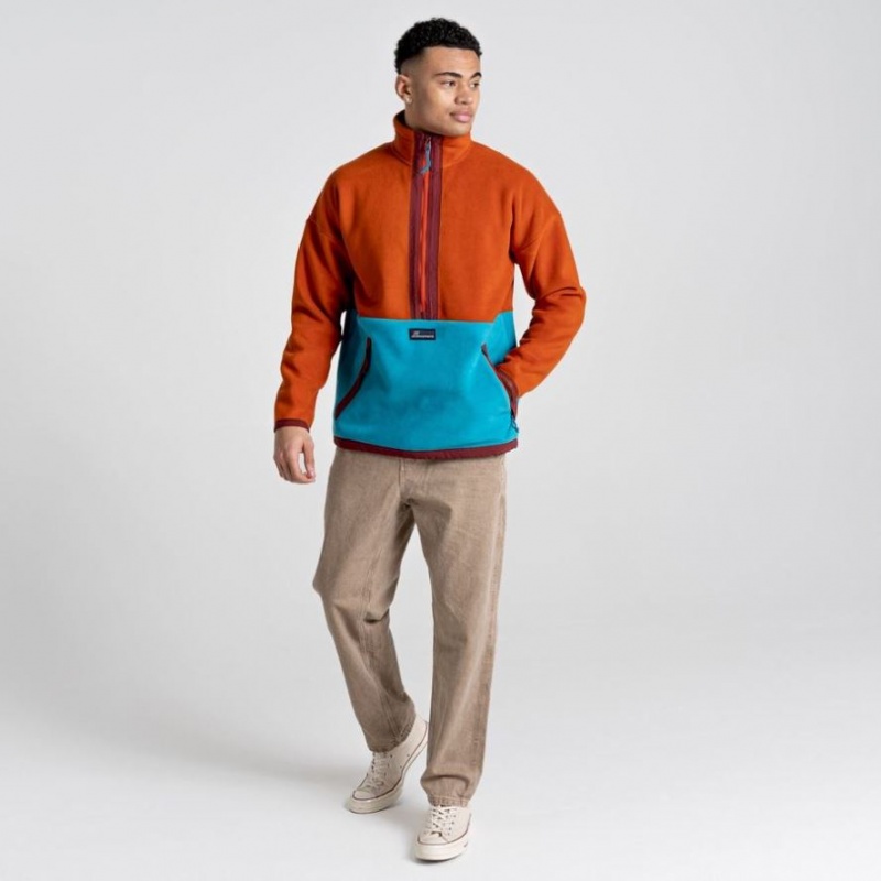 Chandails En Molleton Craghoppers Spindle Half Zip Homme Orange Turquoise | ADZI28654