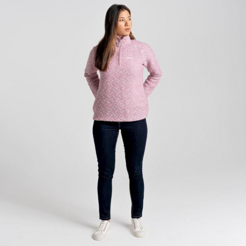 Chandails En Molleton Craghoppers Talladale Half Zip Femme Rose | WCHD03219