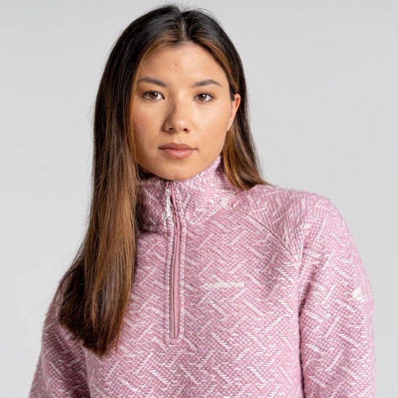 Chandails En Molleton Craghoppers Talladale Half Zip Femme Rose | WCHD03219