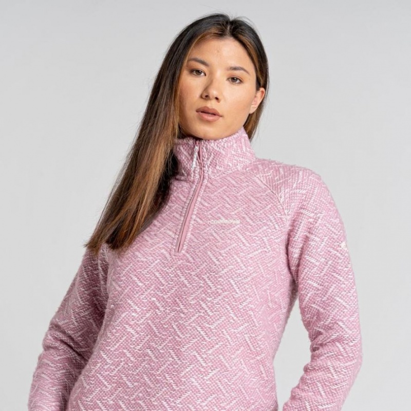 Chandails En Molleton Craghoppers Talladale Half Zip Femme Rose | WCHD03219