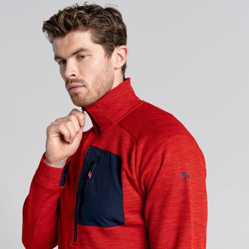 Chandails En Molleton Craghoppers Tarbert Half Zip Homme Rouge | STCA28693