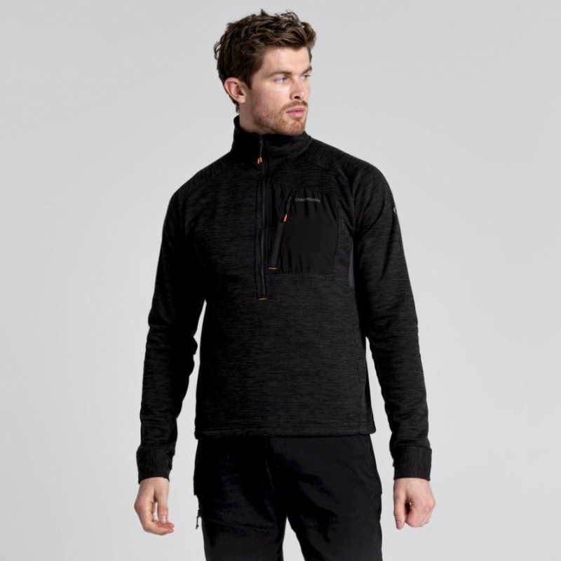 Chandails En Molleton Craghoppers Tarbert Half Zip Homme Noir | YWHN36451