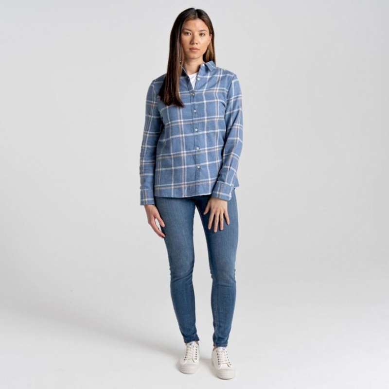 Chemises Craghoppers Emie Long Sleeve Femme Bleu | RYWH02961