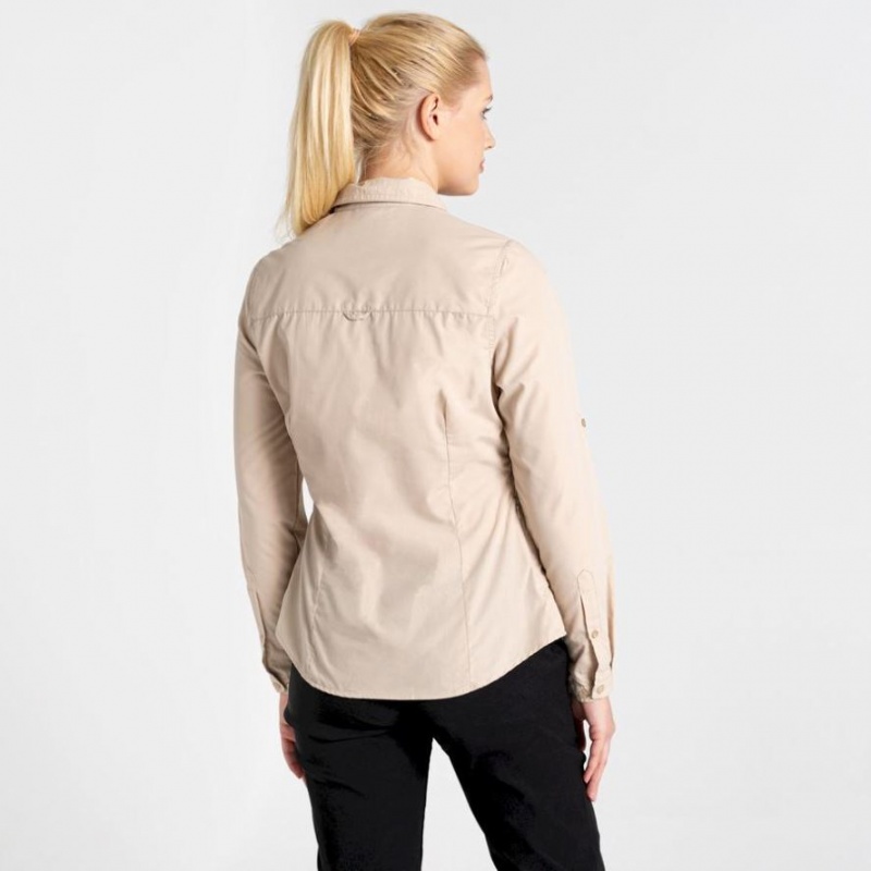 Chemises Craghoppers Kiwi II Long Sleeve Femme Kaki | XVHF08639