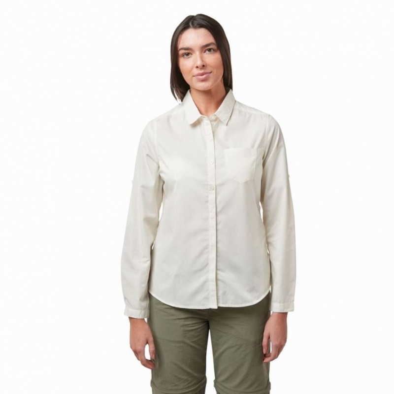 Chemises Craghoppers Kiwi II Long Sleeve Femme Blanche | GPBC34605