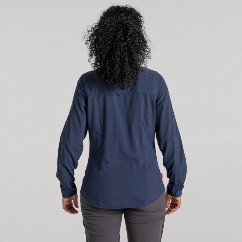 Chemises Craghoppers NosiLife Bardo Long Sleeve Femme Bleu Marine | NFRI53718