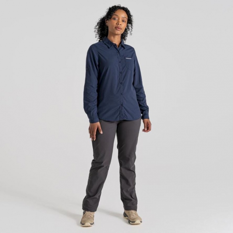 Chemises Craghoppers NosiLife Bardo Long Sleeve Femme Bleu Marine | NFRI53718