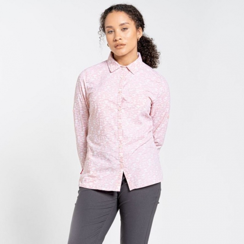 Chemises Craghoppers NosiLife Callo Long Sleeve Femme Rose | OVPY63021