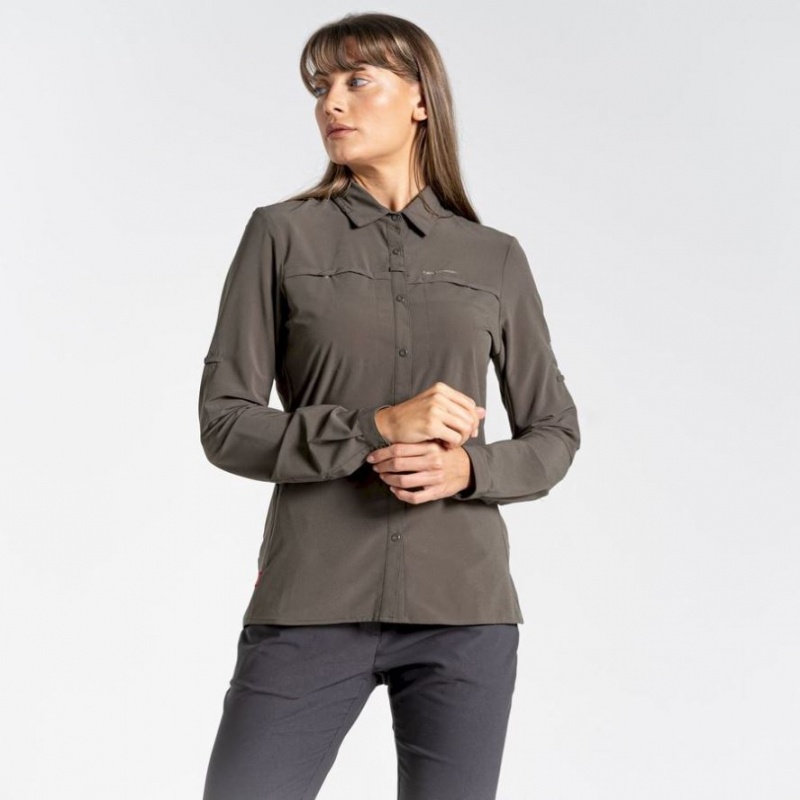 Chemises Craghoppers NosiLife Pro IV Long Sleeve Femme Kaki | SJBN97032