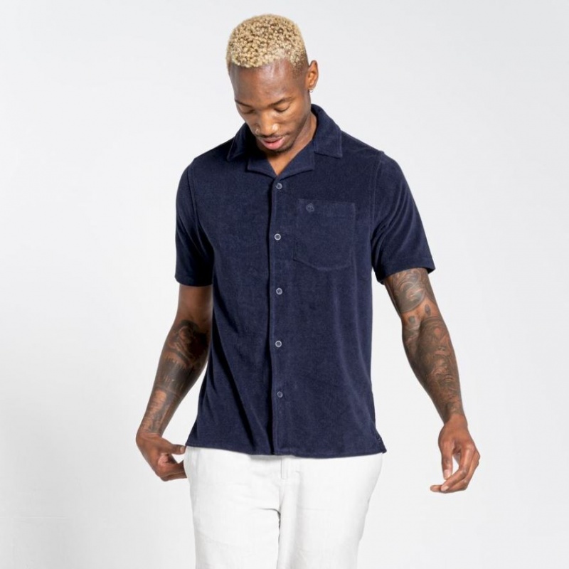 Chemises Craghoppers Nosibotanical Cholla Corta Sleeve Homme Bleu Marine | LNUH90341