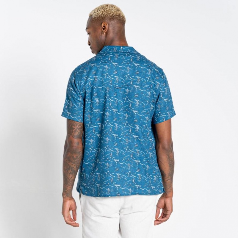 Chemises Craghoppers Nosibotanical Hula Corta Sleeve Homme Bleu | TDCN15804