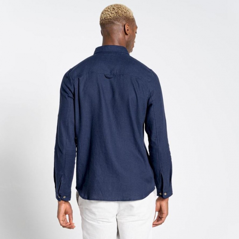 Chemises Craghoppers Nosibotanical Lagarto Long Sleeve Homme Bleu Marine | YWPL50378