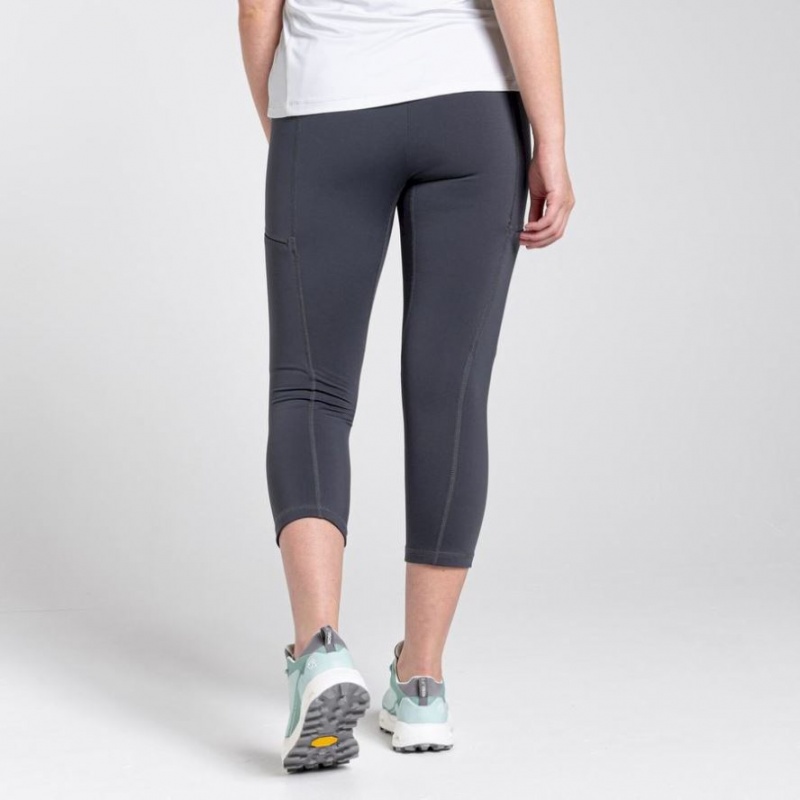 Leggings Craghoppers Dynamic Cropped Femme Grise Foncé | DJWF78045