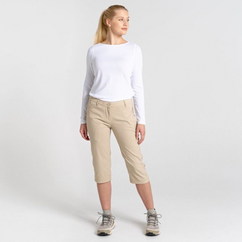 Pantalon Craghoppers Kiwi Pro II Crop Femme Beige | DXWT30426