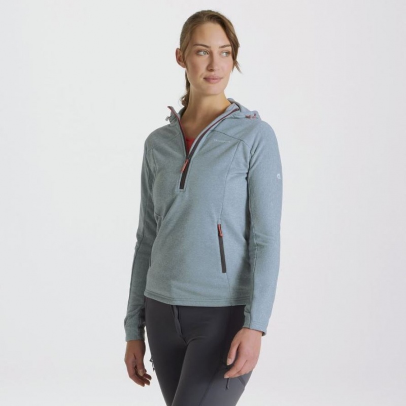 Sweat À Capuche Craghoppers Dynamic Half Zip Femme Turquoise | HVIS17089