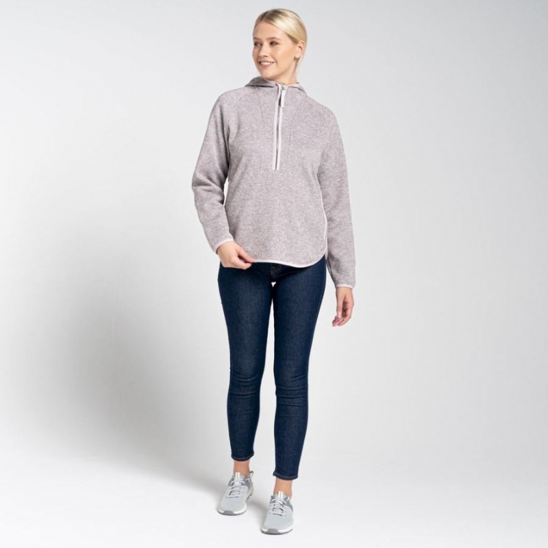 Sweat À Capuche Craghoppers Elena Half Zip Femme Rose | RQMU68479