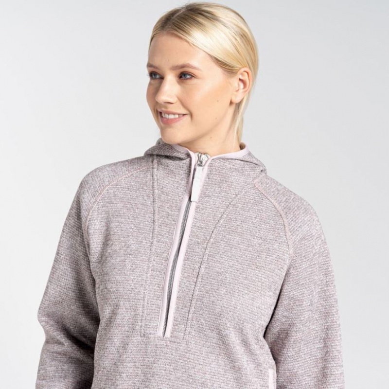 Sweat À Capuche Craghoppers Elena Half Zip Femme Rose | RQMU68479