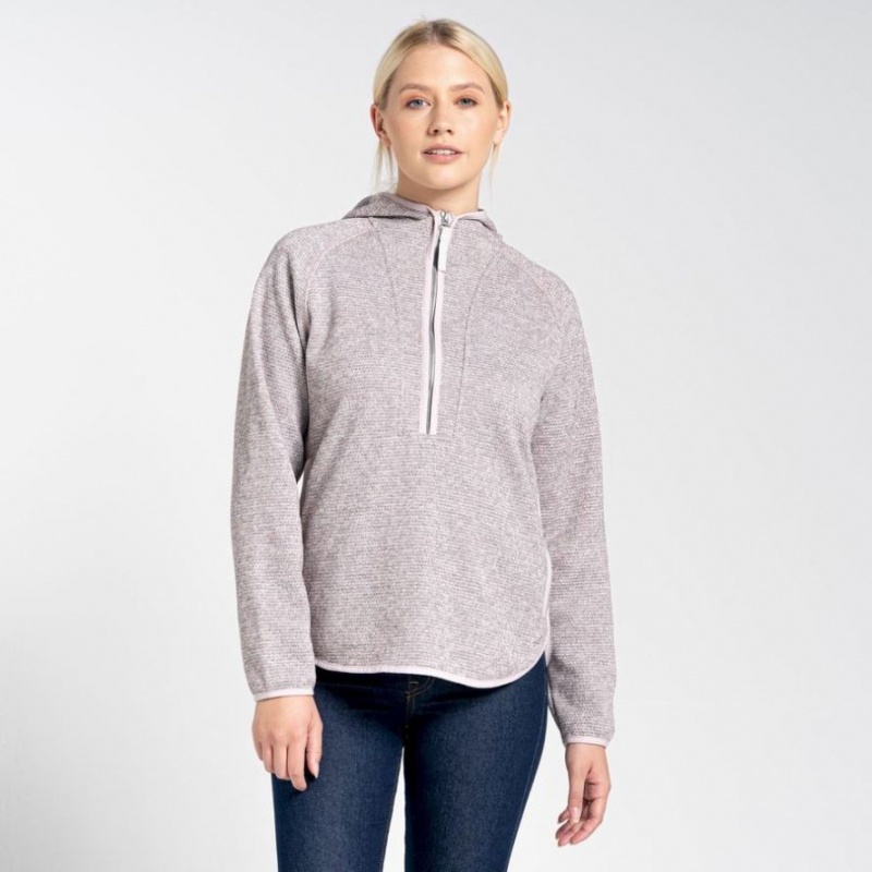 Sweat À Capuche Craghoppers Elena Half Zip Femme Rose | RQMU68479